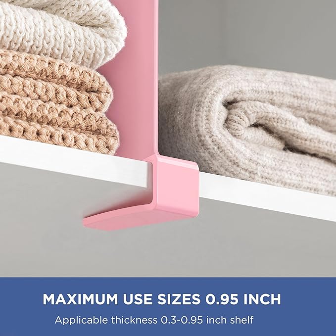 HBlife 6 Pack Closet Organizers and Storage, Pink Shelf Dividers, Vertical Purse Organizer for Closet Perfect for Sweater, Shirts, Handbags in Bedroom and Kitchen, Acrylic Bookshelf for Organization