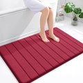 OLANLY Memory Foam Bath Mat 44x32, Super Soft Absorbent Bathroom Rugs, Quick Dry, Machine Washable Shower Floor Rugs, Bathmat Carpet, Bathroom Home Decor Accessories, Burgundy