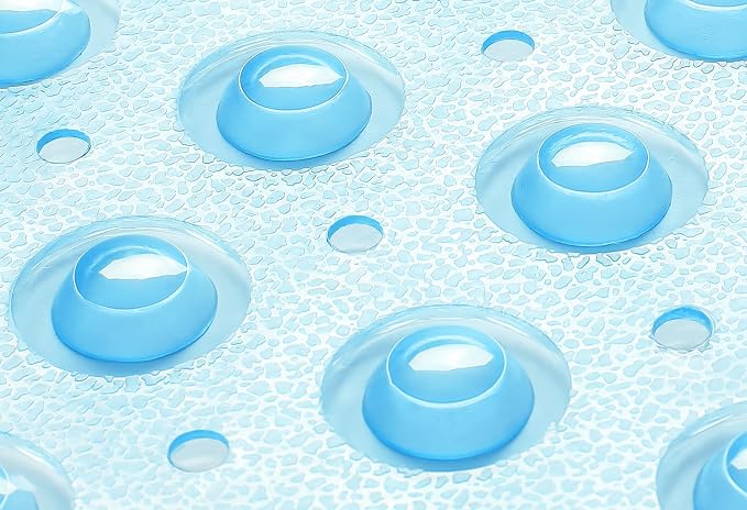 Extra-Long Non-Slip Bathtub & Shower Mat 39”x16” (Smooth/Non-Textured Tubs Only) Safe, Clean, Machine-Washable, Superior Grip&Drainage, Vinyl, Transparent Light Blue