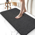 Upgraded Bath Mat 24x48Inch, Thin Bath Mats Rugs with Rubber Backing Non-Slip, Absorbent,Quick Dry Machine Washable, Home Decor Accessories Cozy Cloth Bathroom Rugs fit Under Door/Sink/Tub-Black