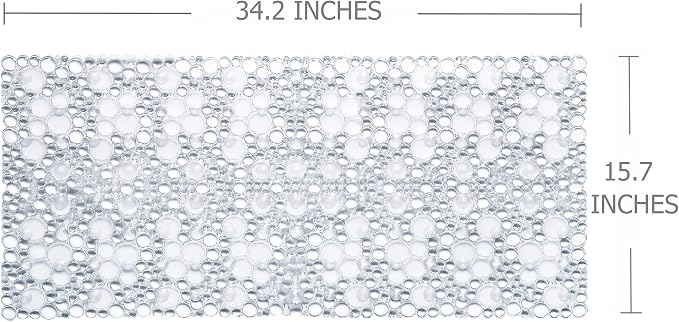 Extra Long Pebble Bath Tub Shower Mat 34.2 x 15.7, Bathmat Non-Slip with Suction Cups, Machine Washable, Bathroom Mats, Smooth/Non-Textured Surface Only (34.2" x 15.7", Clear)