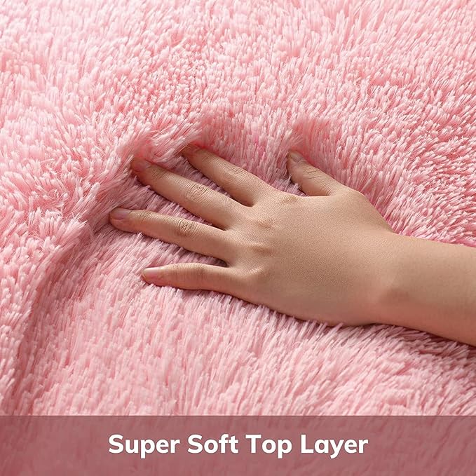 Ophanie Round Rugs 5Ft Pink Circle Area Rug, Fluffy Fuzzy Bedroom Carpet, Plush Soft Shaggy Indoor Floor Kawaii Living Room Rugs for Kids, Cute Room Decor for Teen Girls Home Decor Aesthetic, Nursery