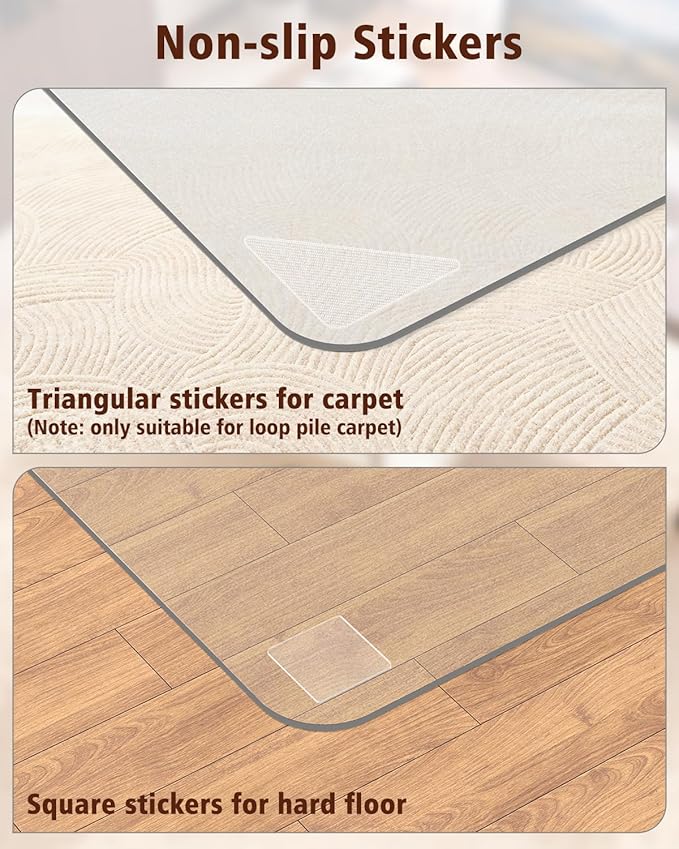 Soimeat Hard Frosted Office Chair Mat for High Pile Carpet and Hardwood Floor, 32" x 47.2" Anti-Slip Computer Rolling Chair Mat, Heavy Duty Chair Pad Under Desk Carpeted Floor Protector for Home, 2PCS