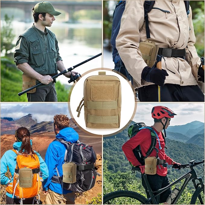 8 Pcs Molle Pouches Tactical Molle Pouch Vest Pouch Cell Phone Belt Pouch Waterproof Waist Bag Pack Utility EDC Pouch Bag Compact Accessories Gadget Pocket Organizer