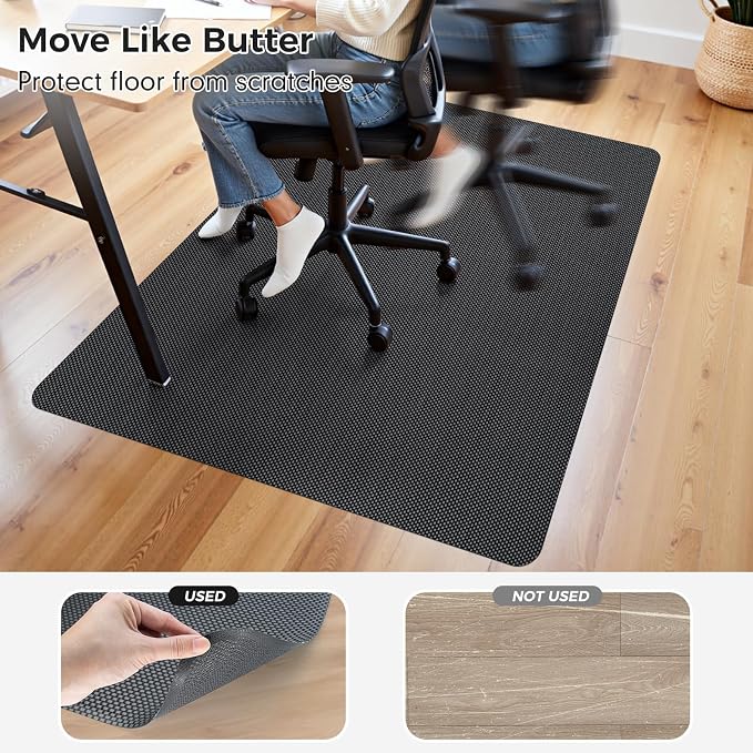 Sycoodeal Chair Mat,36" x 48" Office Chair Mat for Hardwood and Tile Floor, Heavy Duty Floor Protector for Rolling Chairs,Non-Slip,Computer Mat for Home Office(Grey)