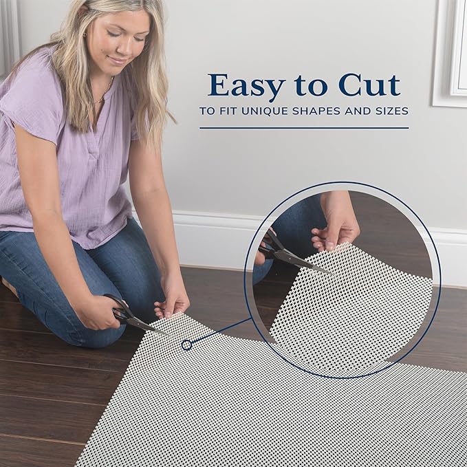 Veken Rug Gripper Pad for Hardwood Floors Tile Floors with 8 Pcs Rug Tape, Thick Cushion Non Slip Rug Pads for Area Rugs, Under Carpet Anti Skid Mat, Keep Your Rugs Safe and in Place, 2x3 Ft
