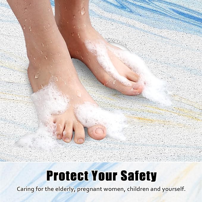 Square Shower Mat Non Slip: 31x31 Inch Large Shower mats for Inside Shower with Drain Hole in Middle, Super Soft PVC Loofah Massage Shower Floor Mat, Anti Slip Shower Stall Mat, Quick Drying