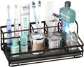 HapiRm Toothbrush Holders for Bathroom - 5 Partitions Bathroom Counter Organizer with Instant Drying Stone, Stainless Steel Countertop Storage Electric Toothbrush Toothpaste Holder - Bronze