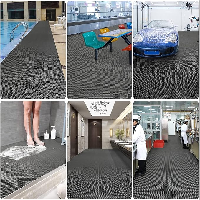 Drainage Non Slip Mats 3'x10' Heavy Duty Commercial Floor Mat Mesh Hollow Door Mat Roll for Swimming Pool Bathroom Kitchen Garage Indoor Outdoor Wet Area,Blue,0.9×3M/3×10FT