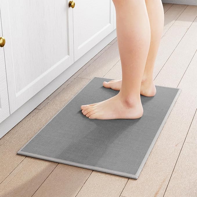 SUMLANS Kitchen Mat 1 PCS, Cushioned Non Slip Rugs for Kitchen Floor, Absorbent Runner Comfort Standing Mats Washable for Kitchen, Office, Home (Grey, 17.3"x30")