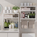 Towel Rack Bathroom Storage Shelves Over The Toilet with Towel Bar 100% Bamboo Adjustable Height Floating Shelf Wall Shower Shelf for Small Space Bathroom Kitchen Multi Usage White New 2Pack