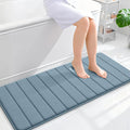OLANLY Memory Foam Long Bathroom Rugs Runner 47x20, Super Soft Absorbent Bath Mat, Quick Dry, Machine Washable Shower Floor Rugs, Bathmat Carpet, Bathroom Home Decor Accessories, Airy Blue