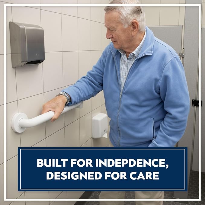 Grab Bar Bundle - ADA Compliance - 1.5" Diameter - 18", 36", 42" Lengths - Pack of 3 - White, Toilet Grab Bars for Commercial Restrooms and Grab Bars for Shower