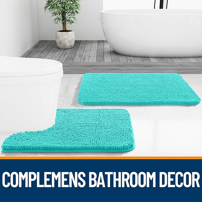 OLANLY Bathroom Runner Rugs 70x24, Extra Soft Absorbent Chenille Bath Rugs, Rubber Backing Quick Dry, Machine Washable Long Bath Mats for Bathroom Floor, Tub and Shower, Home Decor Accessories, Teal