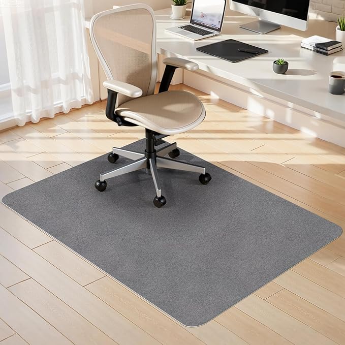 Sycoodeal Office Chair Mat for Hardwood Floor,Slip Resistant Floor Mat for Office Computer Gaming Chair,Heavy Duty Floor Protector for Rolling Chairs,Easy to Clean,Grey(36"x55")