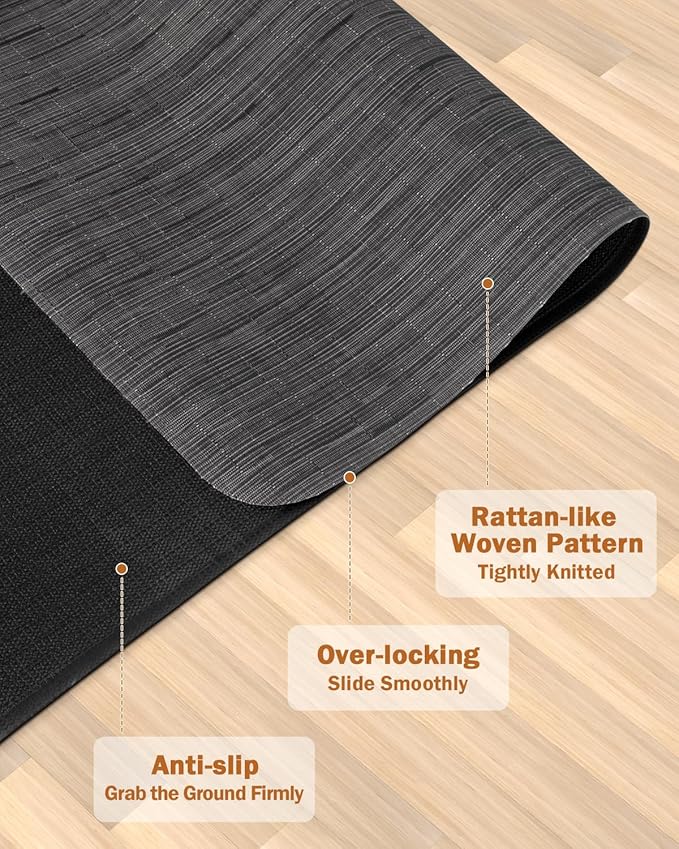 Blvornl Office Chair Mat for Hardwood Floor, 45"*53.1" Desk Computer Mat for Hard Wood, Large Anti-Slip Hard Floor Protector Rolling Chair Mat, PVC Desk Rug for Office Black