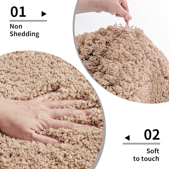 Disolla Beige Bathrom Runner Rug 24x59 - Large Soft Plush Bath Mat, Thick Long Non-Slip Shaggy Floor Mat, Ultra-Absorbent for Master Bathroom Bedroom