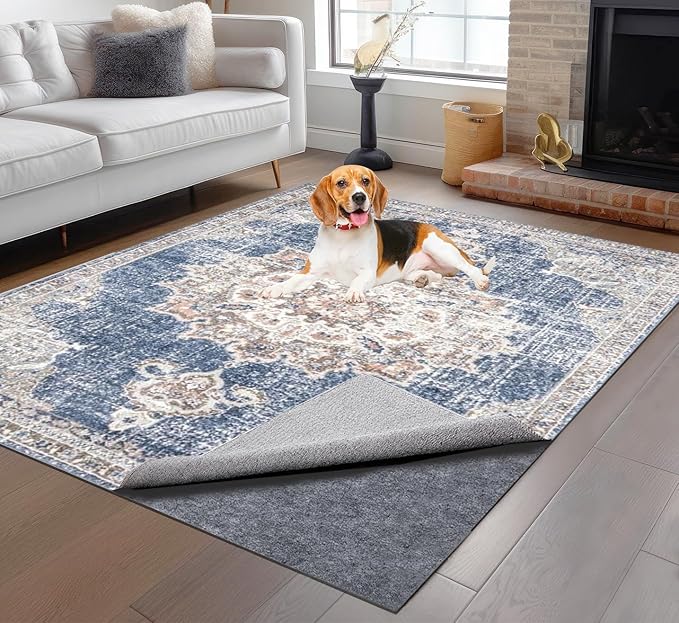 Non-Slip Rug Pads 1/4” Thick, 8x10Ft Waterproof Rugs Non Skid Rug Pad for All Floors and Finishes Durable Hardwood Floor Protective Felt Keeps Rugs in Place, Safe and Secure