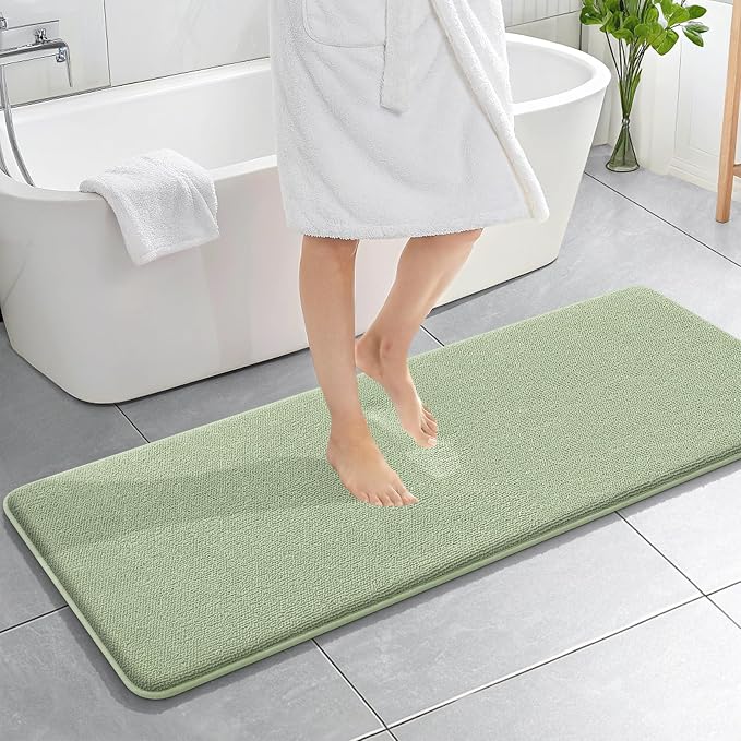 OLANLY Thick Memory Foam Bathroom Runner Rugs 59x20, Extra Soft Absorbent Long Bath Rug, Quick Dry, Non-Slip, Machine Washable Bath Mat for Bathroom, Tub and Shower, Home Decor Accessories, Sage Green
