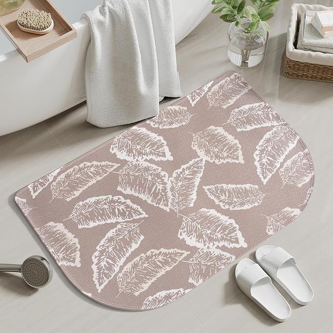 YDKGL Half Circle Bath Mat, Thin Bathroom Rugs Fit Under Door Quick Dry Non Slip Washable Bathroom Mat with Rubber Backing, Absorbent Half Round Shower Rug