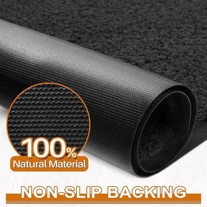 Mibao Front Door Mat Indoor Entrance, 72" x 48", Dirt Trapper Welcome Mat for Outdoor Indoor, Non-Slip Waterproof Doormat, Durable Machine Washable Low Profile Entry Rug for Back Door Outside,Black