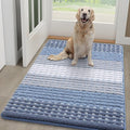 Kitinjoy Indoor Outdoor Door Mat, 48x30 Non-Slip Absorbent Dirt Trapper, Low-Profile Washable Inside Entrance Front Floor Mat, Sturdy Soft Entry Dotted Ombre Doormats for Entryway, Light Blue