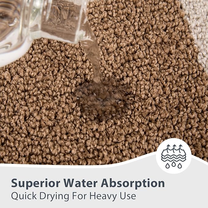 anllugs Bathroom Rugs 20" x 30", Non-Slip Extra Soft Absorbent Bath Rugs, Machine Washable Quick Dry Bath Mats for Bathroom Floor, Shower, Bathtub and Sink, Checkered Beige & Grayish Brown