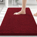Smiry Luxury Chenille Bathroom Rugs 30x20, Extra Soft and Absorbent Shaggy Bath Mat, Machine Washable, Non-Slip Plush Carpet Runner for Tub, Shower, and Floor, Home Decor Accessories, Red