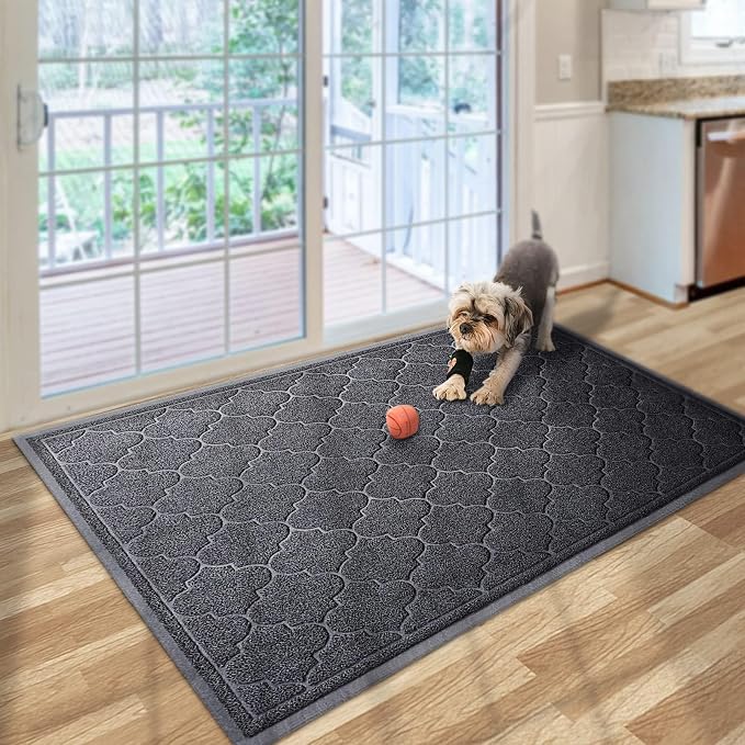 LuxStep Door Mat Large 36X47 Inch Indoor Outdoor Doormat, Non-Slip Low-Profile Design Floor Mat,Front Door Welcome Mat for Entryway,Patio,Garage, Black
