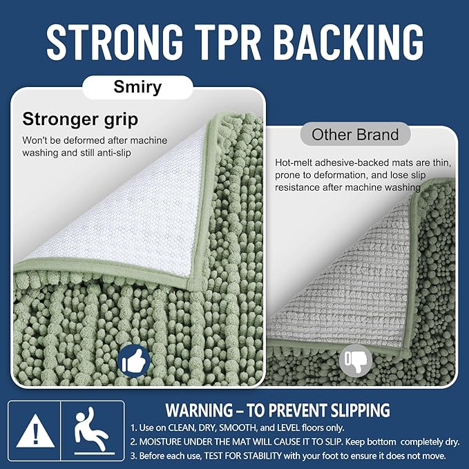 Smiry Bathroom Rugs Mat Round 30x30, Soft Absorbent Chenille Bath Rugs, Non Slip Rubber Backing Machine Washable Quick Dry Bath Mats for Bathroom Floor, Tub, Shower, Home Accessories, Sage Green