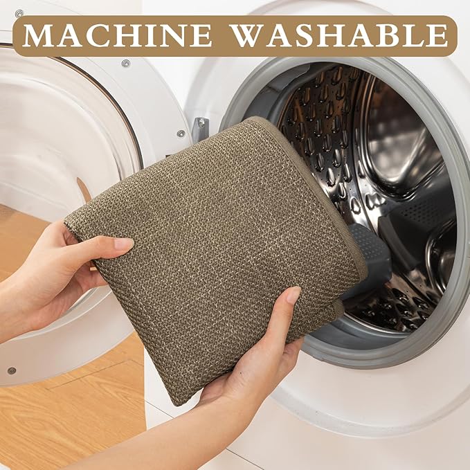 YIHOUSE Brown Bathroom Rug Sets 4 Piece, Dark Beige Absorbent Bath Mat for Bath Room Non Slip Washable,Bathroom Mat Quick Dry, Thin Bath Rug Set for Toilet and Floor