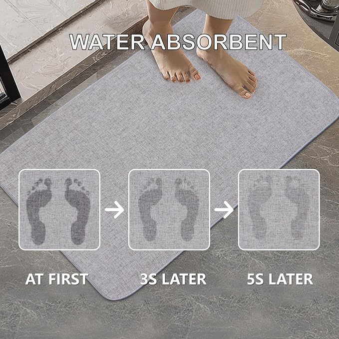 1/10 Inch Ultra Thin Indoor Door Mat, Long-Lasting & Maximum Non-Slip Rubber Backing, Washable & Stain-Resistant Entryway Mats with Powerful Dirt Trapper for Various Entrance, 29''X17'', Gray