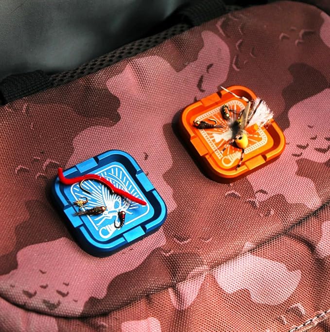 Cling Fishing Products Mag Grab® Mini – Compact Magnetic Fly Holder/Fly Patch & Organizer for Fly Fishing Vest, hat, Waders and Fishing Packs (Rising Dun, Orange)