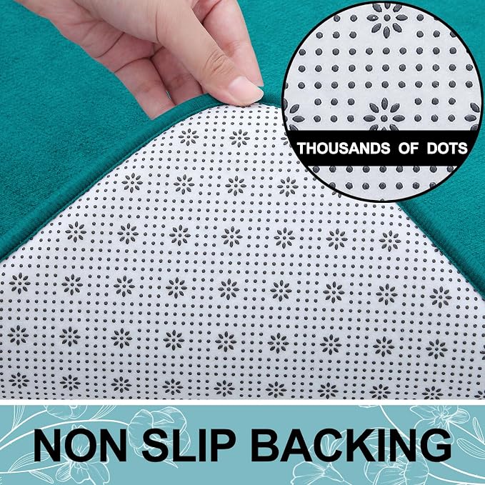 Smiry Memory Foam Bath Mat 30x20, Extra Soft and Absorbent Bathroom Mats, Non Slip Washable Carpet for Floor, Shower and Tub, Teal