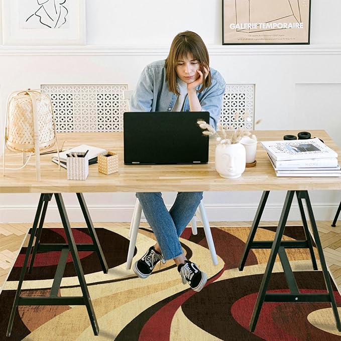 Office Chair Mat for Hardwood Floor, 72"x48" Easy Glide Computer Desk Mat Protector for Rolling Chair Under Desk Rug Nonslip Backing, Machine Wash, (Modern)