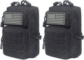 2 Pack Tactical Molle Admin Pouch with US Flag Patch and Keychain - Utility Laser Cut Tactical EDC Tool Pouch Bag Horizontal Modular Pouches Utility Tool Pouch
