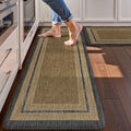 KIMODE Anti Fatigue Kitchen Mats 17"x47"+17"x29", Farmhouse Kitchen Rugs Sets of 2, Non Slip Kitchen Mats for Floor, Cushioned Comfort Standing Mats for Home Deocr Sink Laundry Office Desk Grey/Brown