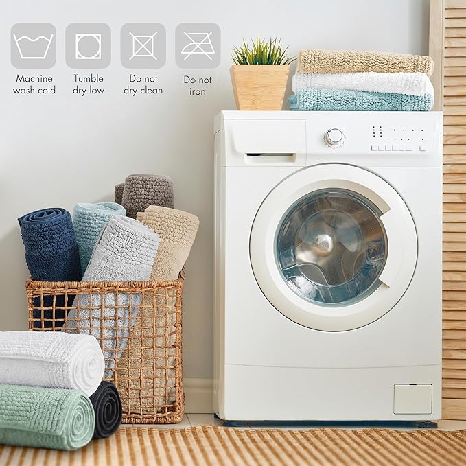 Madison Park Splendor Reversible 100% Cotton Tufted Bathroom Rug-3000 GSM Hotel Quality Luxurious Plush Medium Pile Bath Mat Absorbent, Quick Dry, Shower Room Décor, 24x72, White
