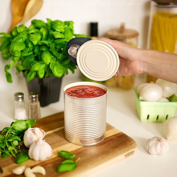 bella Automatic Can Opener, Hands Free, Battery Operated, Cordless, Stainless steel blade to open any Size Can with Magnet to Safely Remove Lid, Seamless Opening Decreases Sharp Edges, Slate