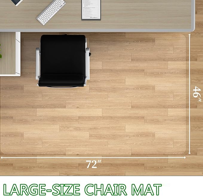 100pointONE Large Office Chair Mat for Hardwood Floor - 46" x 72" Clear Floor Protector Mat for Rolling Chair on Hardwood, Easy Glide Desk Chair Mat for Home & Office