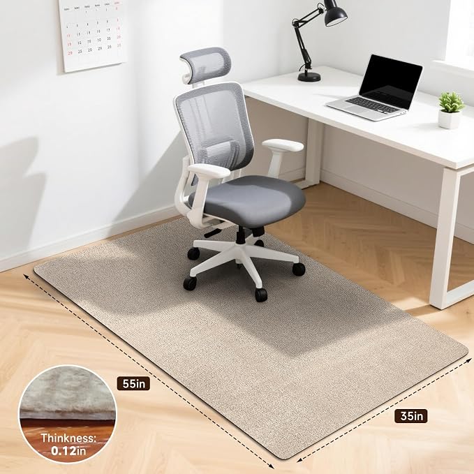 Chair mat for Hard Floors & Tiles, Under Desk Mats, 55 x 35 inches Floor Wood for Office & Home (Light Camel)