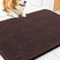 Smiry Dog Door Mat for Muddy Paws 30x17, Absorbent Dirt Trapper, Non-Slip Washable Chenille Entryway Rug for Inside Floor, Brown, Classic Solid