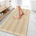 OLANLY Thick Bathroom Runner Rugs 47x20, Extra Absorbent Chenille Striped Bath Rugs, Rubber Backing, Machine Wash Dry, Long Bath Mats for Bathroom Floor, Tub and Shower, Home Decor Accessories, Beige
