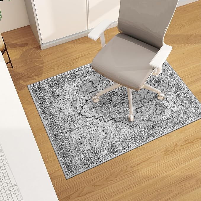 chakme Office Chair Mat for Hardwood Floor, 48"x36" Easy Glide Computer Desk Mat Protector for Rolling Chair Under Desk Rug Nonslip Backing, Machine Wash, (Boho)