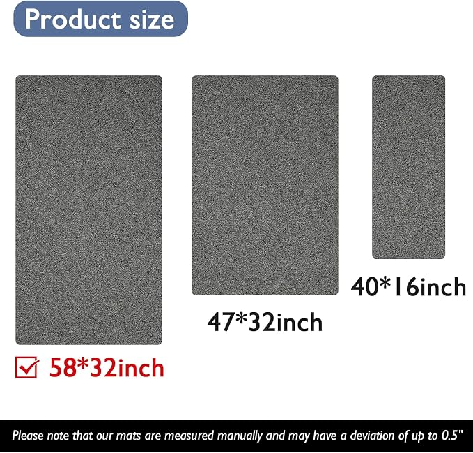 Shower Mat Non Slip 58x32 Inch, Quick Drying PVC Loofah Bath Mats, Easy Clean Soft Bathroom Rugs for Tub Floor, Shower, Grey