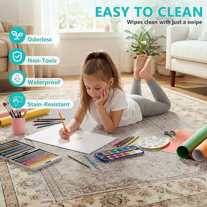 Office Chair Mat for Low Pile Carpet with Lip, 48" x 60" Clear Heavy Duty Plastic Floor Protector for Smooth Rolling Desk & Computer Chairs, Under Desk Chair Mat for Home Office