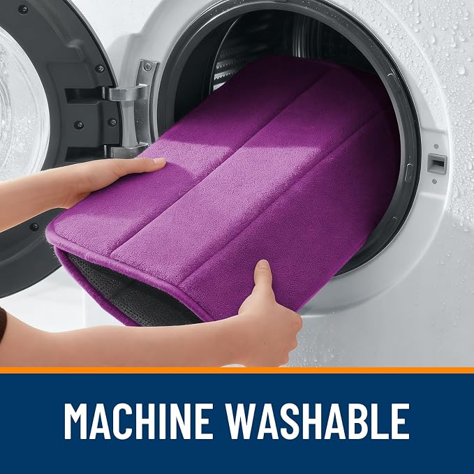 OLANLY Memory Foam Long Bathroom Rugs Runner 44x20, Super Soft Absorbent Bath Mat, Quick Dry, Machine Washable Shower Floor Rugs, Bathmat Carpet, Bathroom Home Decor Accessories, Purple