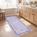 RELEANY Area Rugs Runner 2'6"x5' Washable Non-Slip, Floral Vintage Distress Medallion Carpet for Kitchen Hallway Bedroom Beside Laundry Room Bathroom, Light Purple Brown
