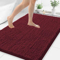 Smiry Luxury Chenille Bathroom Rugs 40x32, Extra Soft and Absorbent Shaggy Bath Mat, Machine Washable, Non-Slip Plush Carpet Runner for Tub, Shower, and Floor, Home Decor Accessories, Burgundy