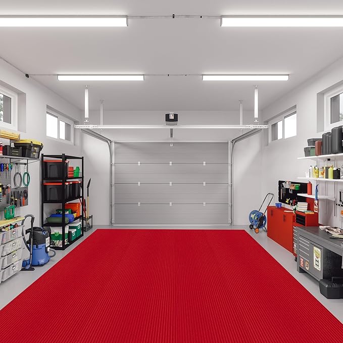 Ottomanson 6'6" x 13' Mud Mat Area Rug Scraper Carpet - Non-Slip, Dirt Trapping for Indoor & Outdoor Use - Ideal for Entryway, Garage, Kitchen, Patio & High-Traffic Areas, Red